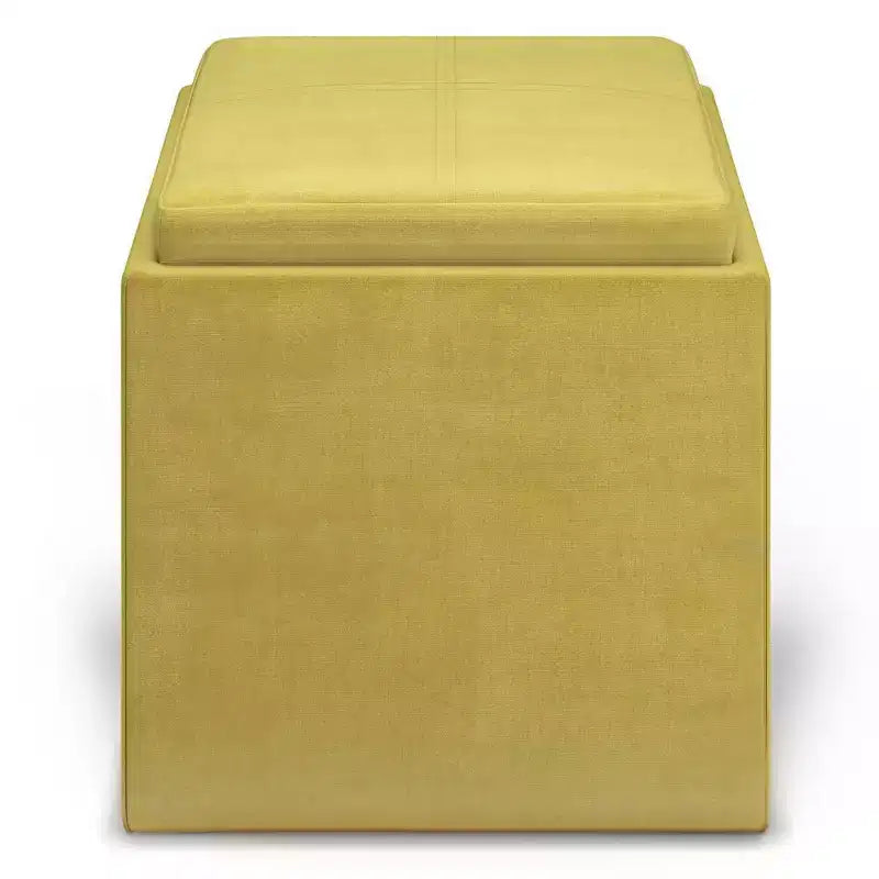 Pouf de rangement carré avec plateau - 43 cm