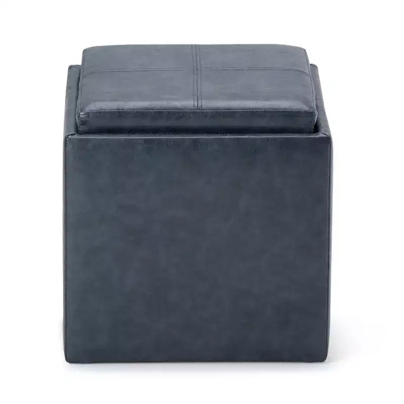 Pouf de rangement carré avec plateau - 43 cm
