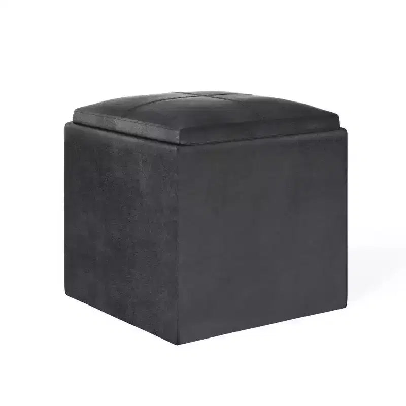 Pouf de rangement carré avec plateau - 43 cm