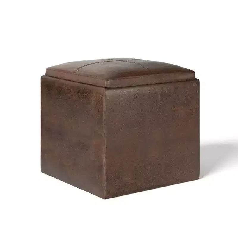 Pouf de rangement carré avec plateau - 43 cm