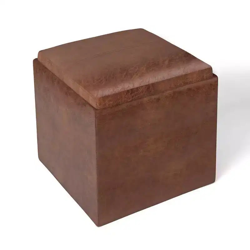 Pouf de rangement carré avec plateau - 43 cm