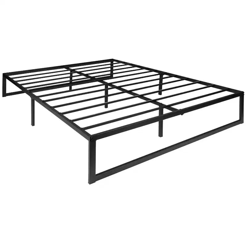 Emma and Oliver 14 Metal Platform Bed with Steel Slat Support and 12.5 of Underbed Storage - No Box Spring or Foundation Required