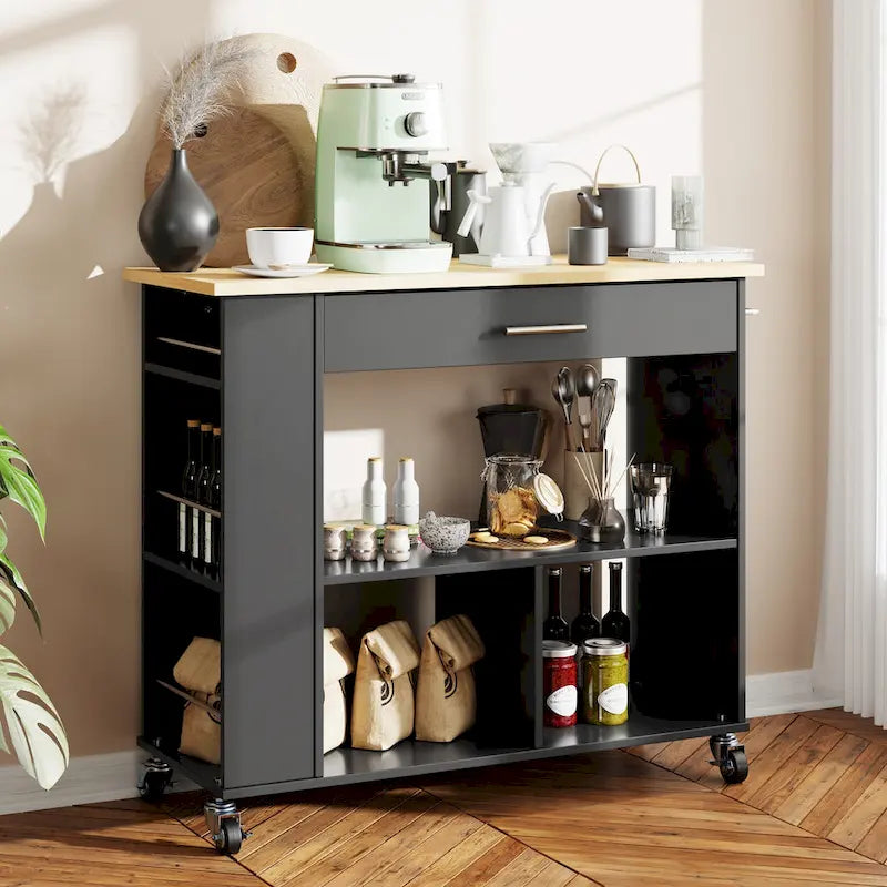 Futzca Kitchen Island on Wheels with Large Work Countertop