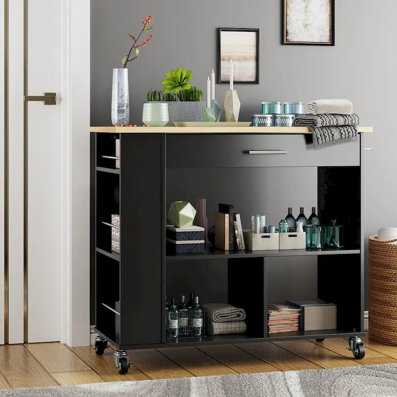 Futzca Kitchen Island on Wheels with Large Work Countertop
