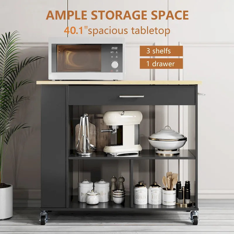 Futzca Kitchen Island on Wheels with Large Work Countertop