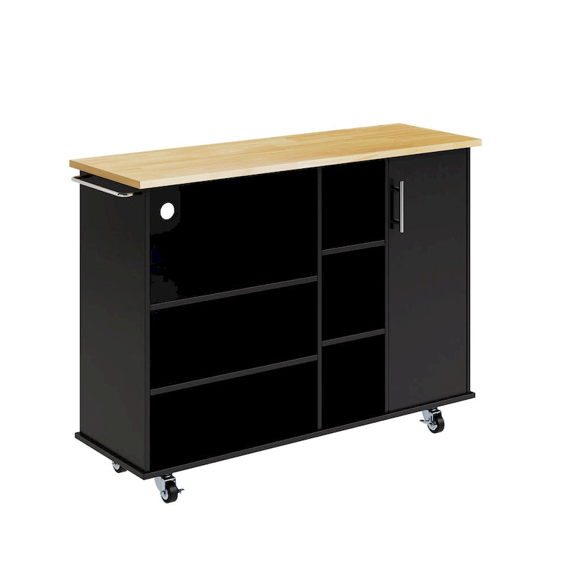 Futzca 47W Kitchen Storage Island Cart with 6 Open Shelves and 1 Cabinet