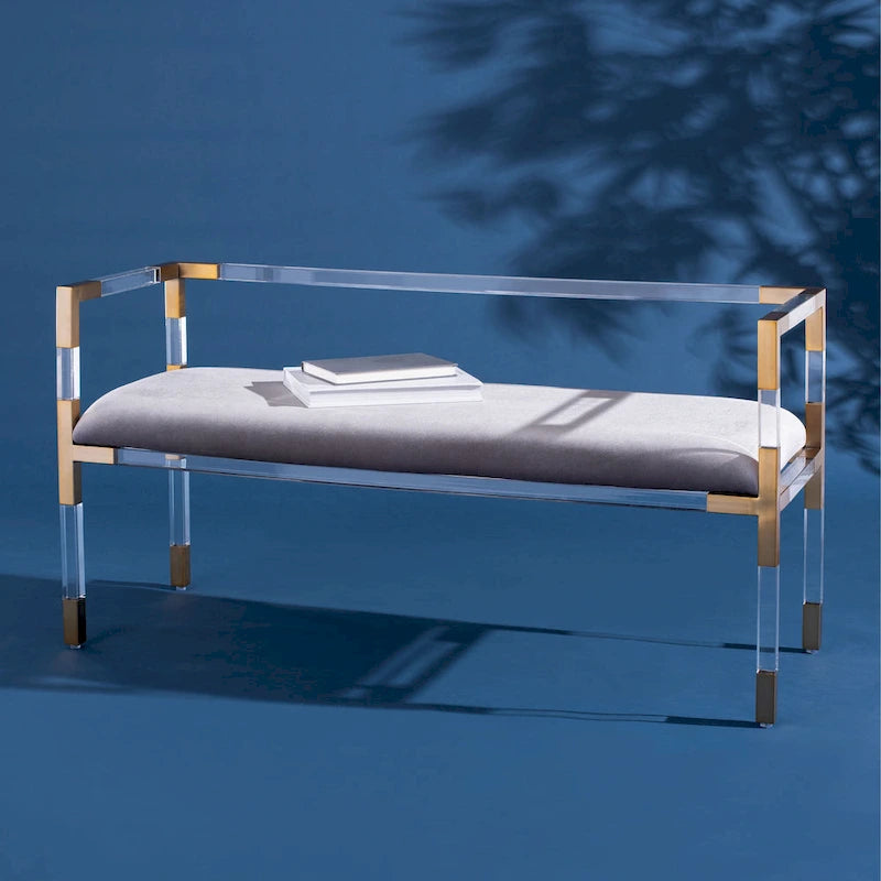 SAFAVIEH Couture Shakti Grey Acrylic Bench - 50Wx18Dx26H