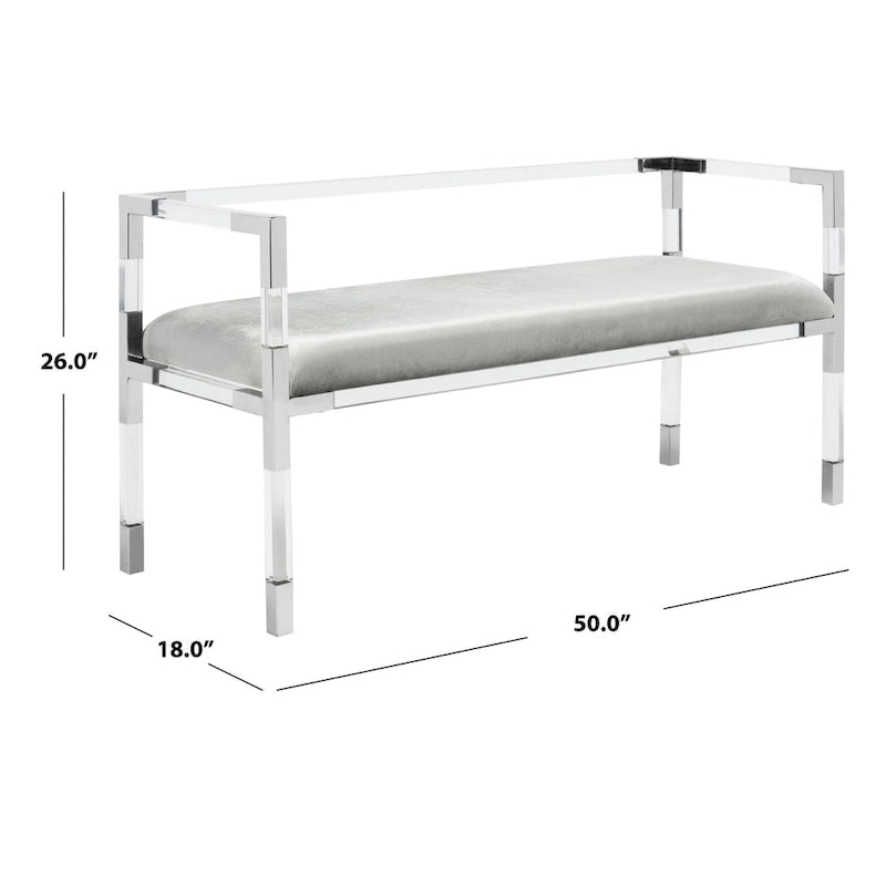 SAFAVIEH Couture Shakti Grey Acrylic Bench - 50Wx18Dx26H
