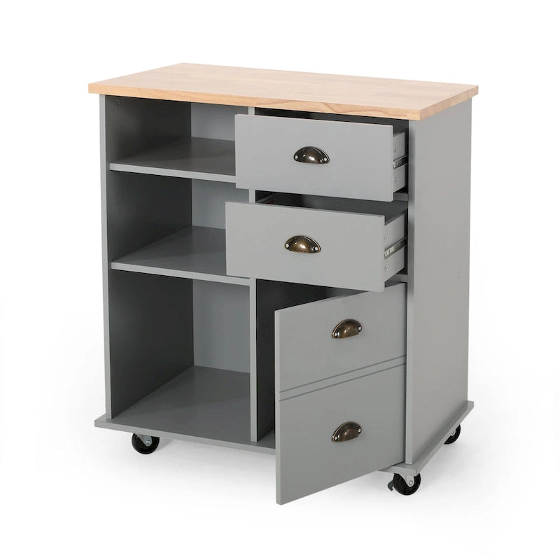 Provence Contemporary Kitchen Cart with Wheels by Christopher Knight Home - 31.50 W x 17.75 D x 34.50 H