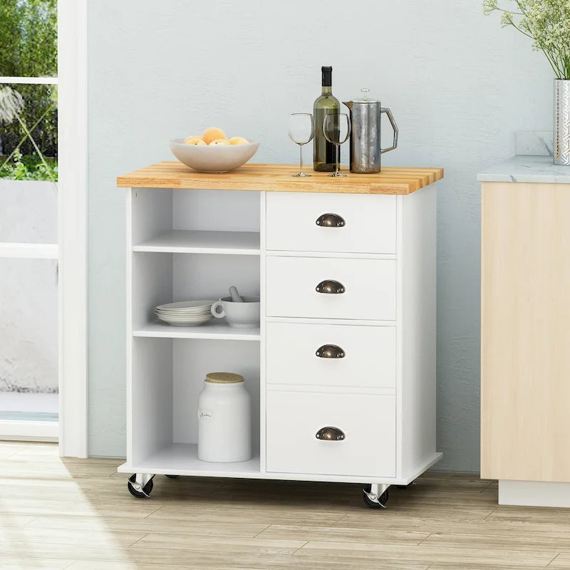Provence Contemporary Kitchen Cart with Wheels by Christopher Knight Home - 31.50 W x 17.75 D x 34.50 H