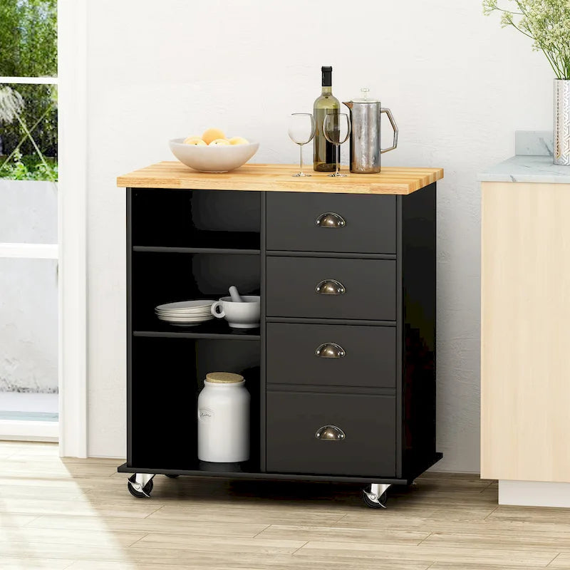 Provence Contemporary Kitchen Cart with Wheels by Christopher Knight Home - 31.50 W x 17.75 D x 34.50 H