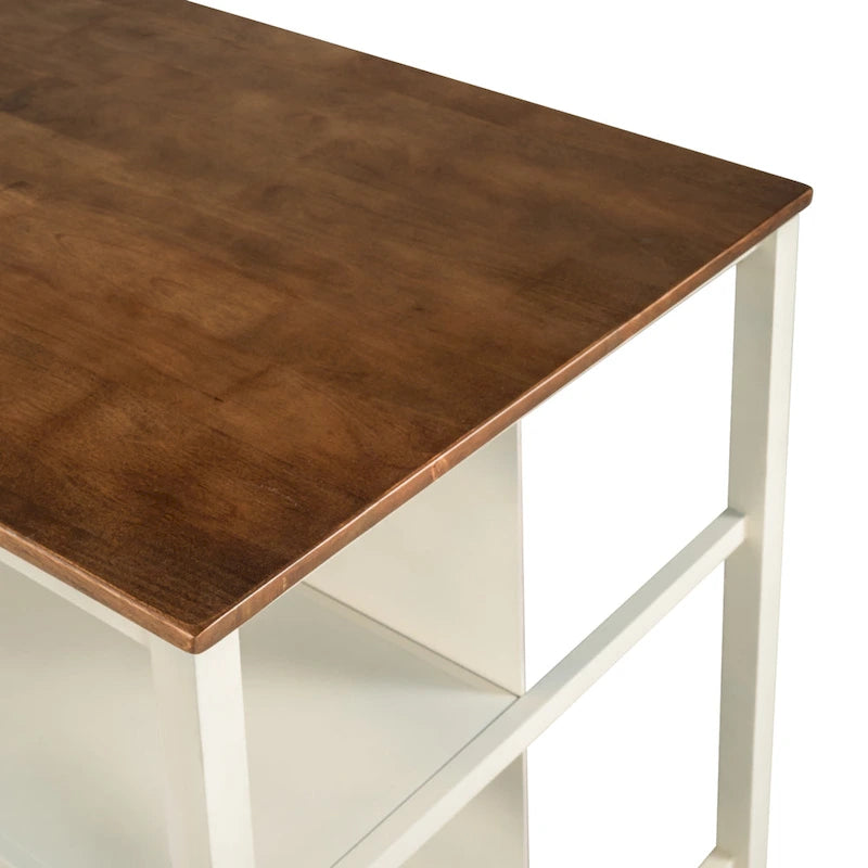 Topmax Solid Wood Rustic 45 Stationary Kitchen Island