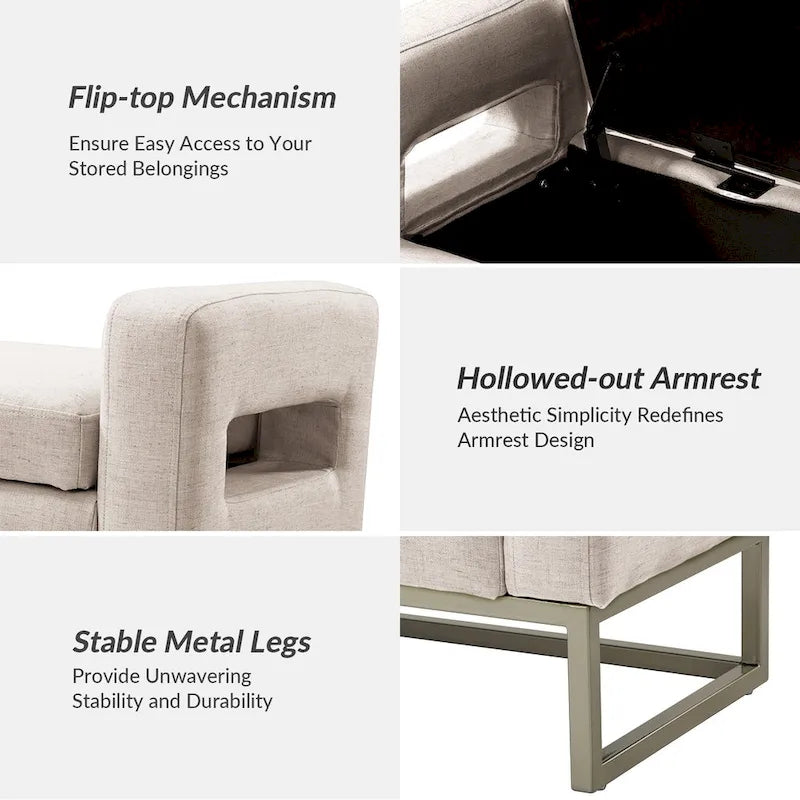 Diana Modern Upholstered Bench with Storage Space