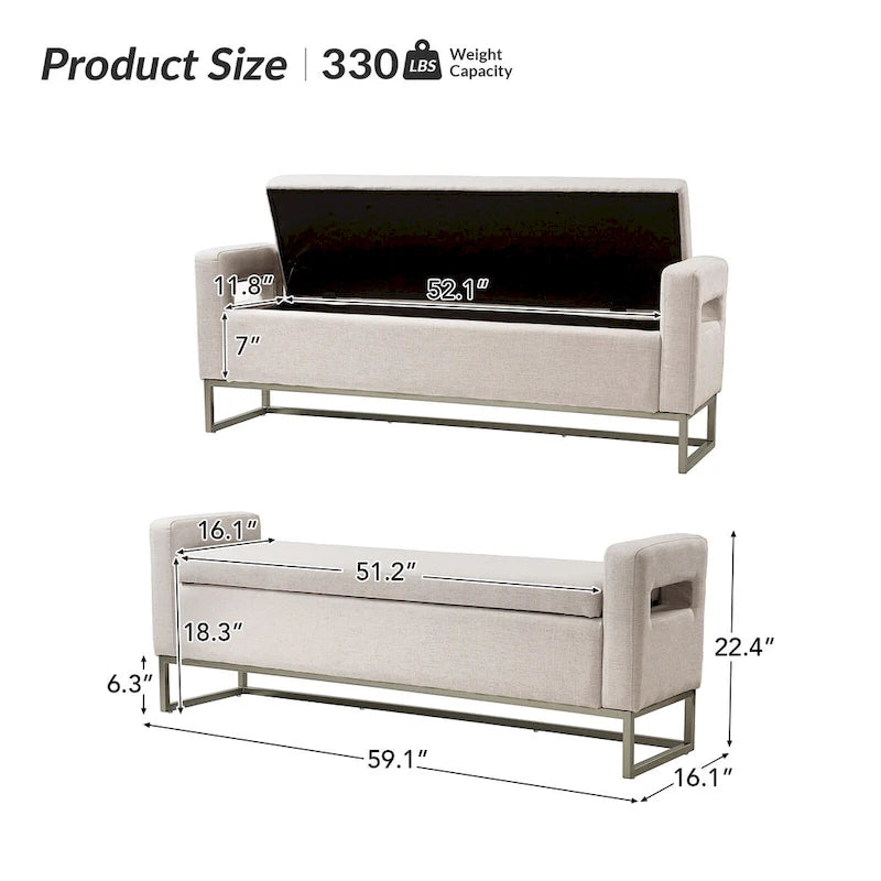 Diana Modern Upholstered Bench with Storage Space