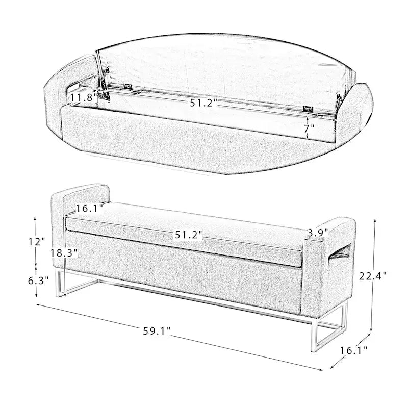 Diana Modern Upholstered Bench with Storage Space
