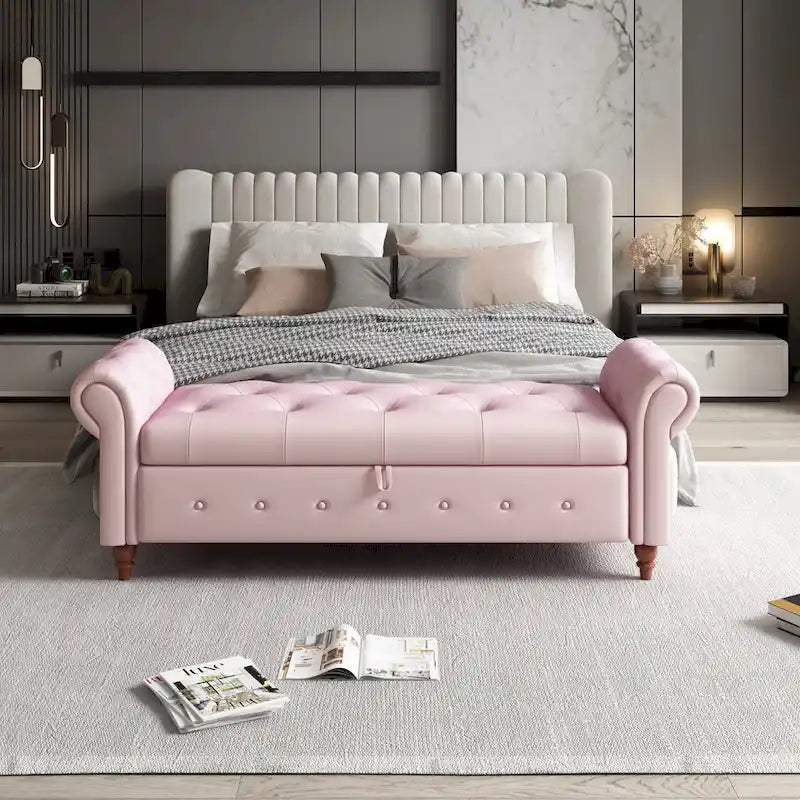 63 Bed Bench Entryway Storage Bench for Living Room Bedroom
