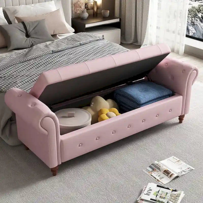 63 Bed Bench Entryway Storage Bench for Living Room Bedroom