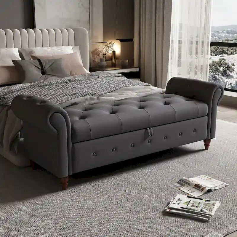 63 Bed Bench Entryway Storage Bench for Living Room Bedroom