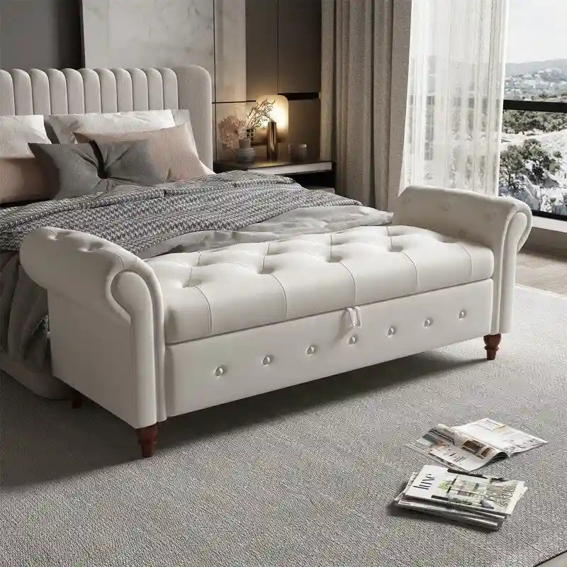 63 Bed Bench Entryway Storage Bench for Living Room Bedroom