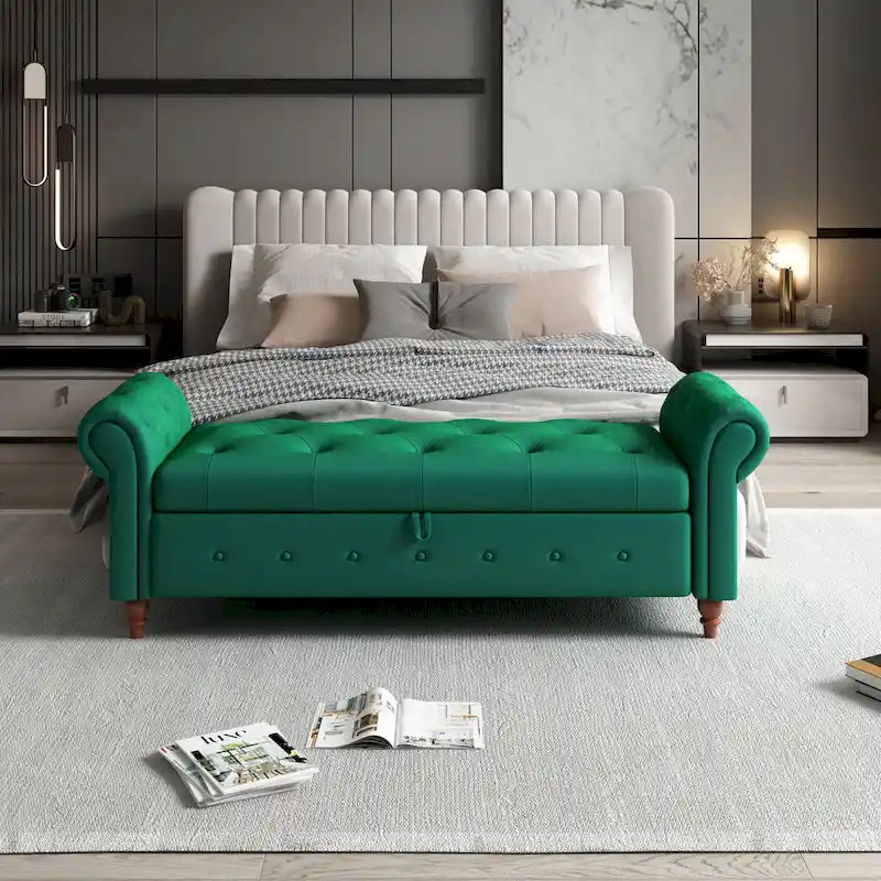 63 Bed Bench Entryway Storage Bench for Living Room Bedroom