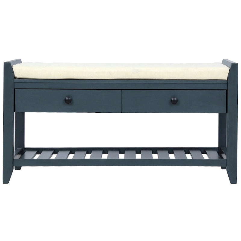 Modern Multipurpose Entryway Storage Bench With Upholstered Seat and Drawers