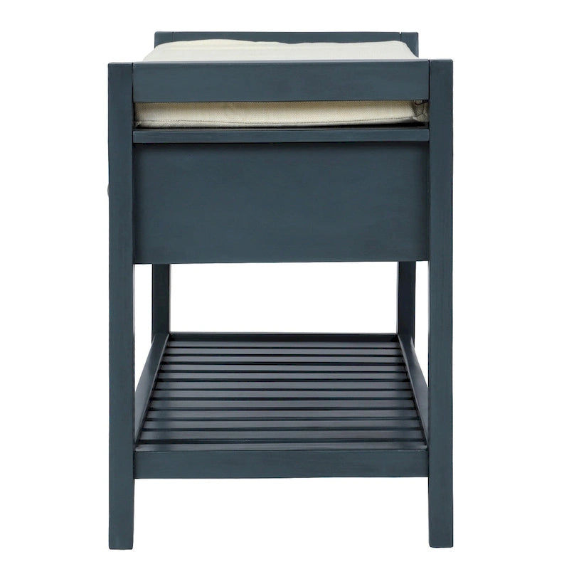 Modern Multipurpose Entryway Storage Bench With Upholstered Seat and Drawers