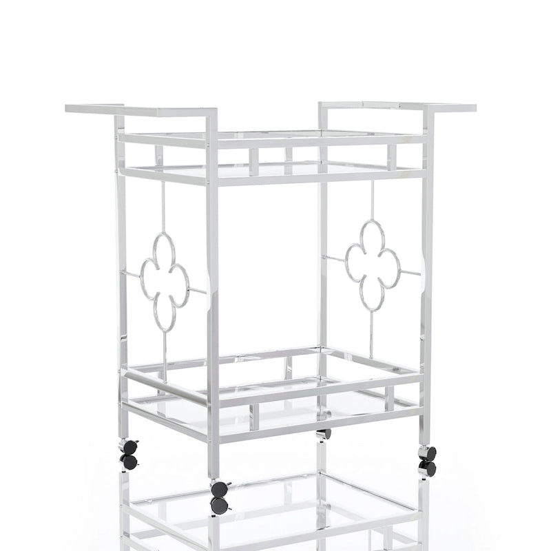 Foroka Contemporary Chrome 2-Shelf Serving Cart with Casters by Furniture of America