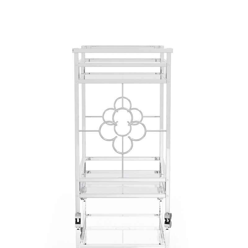 Foroka Contemporary Chrome 2-Shelf Serving Cart with Casters by Furniture of America