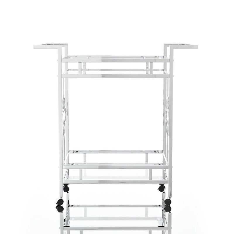 Foroka Contemporary Chrome 2-Shelf Serving Cart with Casters by Furniture of America