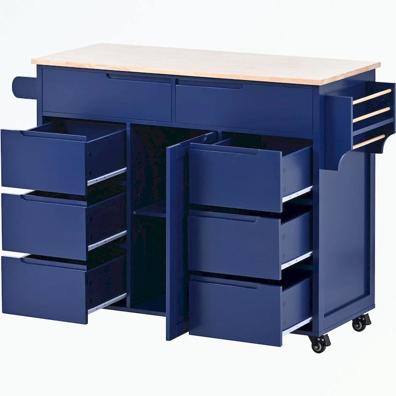 Kitchen Cart with Rubber Wood Countertop