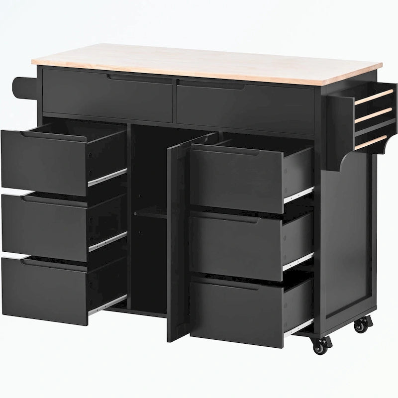 Kitchen Cart with Rubber Wood Countertop