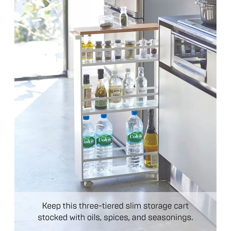 Yamazaki Home Slim Storage Cart, Steel, Holds 26.4 lbs, Minimal Assembly - L 18.7 x W 5.12 x H 31.69 inches