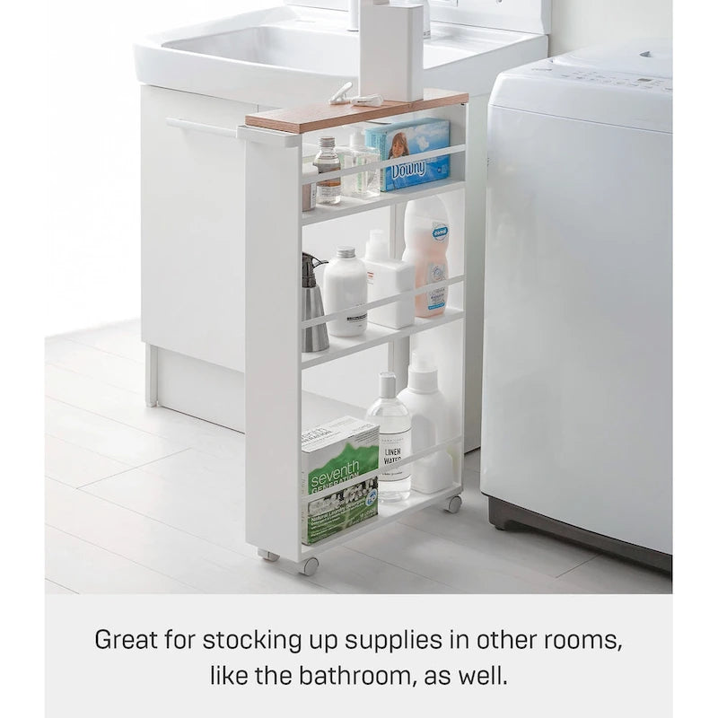 Yamazaki Home Slim Storage Cart, Steel, Holds 26.4 lbs, Minimal Assembly - L 18.7 x W 5.12 x H 31.69 inches