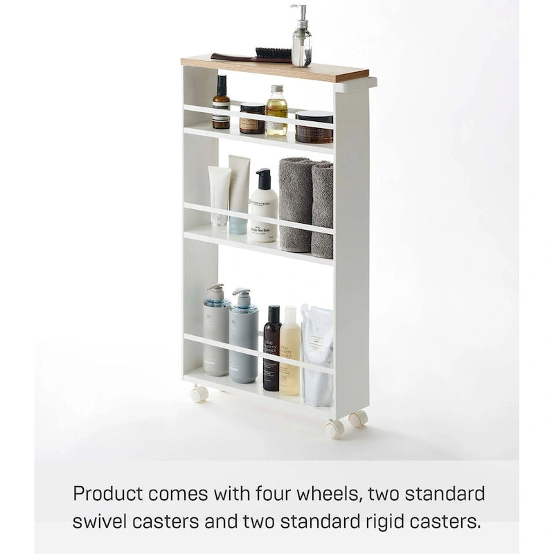 Yamazaki Home Slim Storage Cart, Steel, Holds 26.4 lbs, Minimal Assembly - L 18.7 x W 5.12 x H 31.69 inches