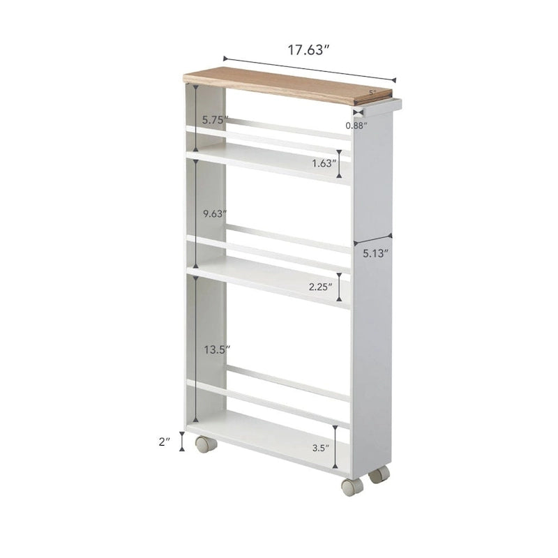 Yamazaki Home Slim Storage Cart, Steel, Holds 26.4 lbs, Minimal Assembly - L 18.7 x W 5.12 x H 31.69 inches