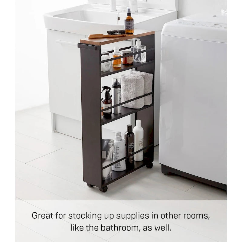 Yamazaki Home Slim Storage Cart, Steel, Holds 26.4 lbs, Minimal Assembly - L 18.7 x W 5.12 x H 31.69 inches