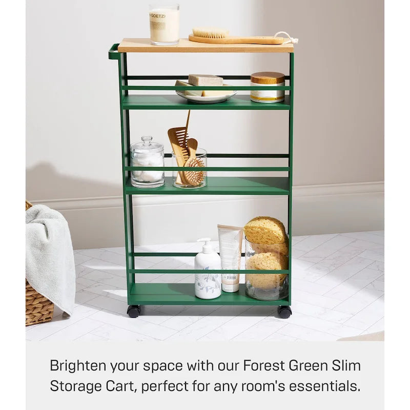 Yamazaki Home Slim Storage Cart, Steel, Holds 26.4 lbs, Minimal Assembly - L 18.7 x W 5.12 x H 31.69 inches
