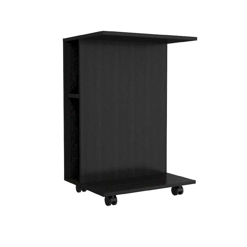 Wooden Bar Cart, Kitchen Serving Cart with Wine Rack and 1-Door Cabinet, 23.6x14.8x32.2 in.
