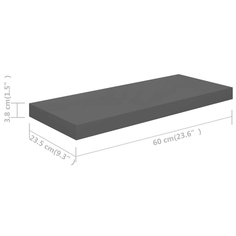Floating Wall Shelves 2 pcs 23.6x9.3x1.5 MDF - 23.6 x 9.3 x 1.5 (L x W x H)