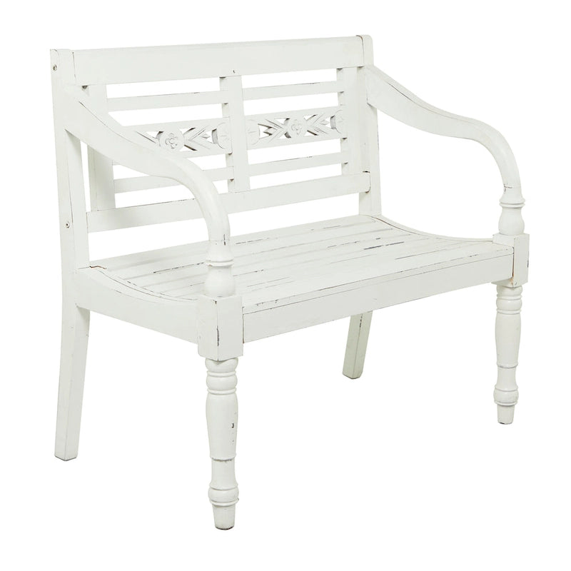 Wood Bench - White - Roche River Decor - 22Wx40Lx36H