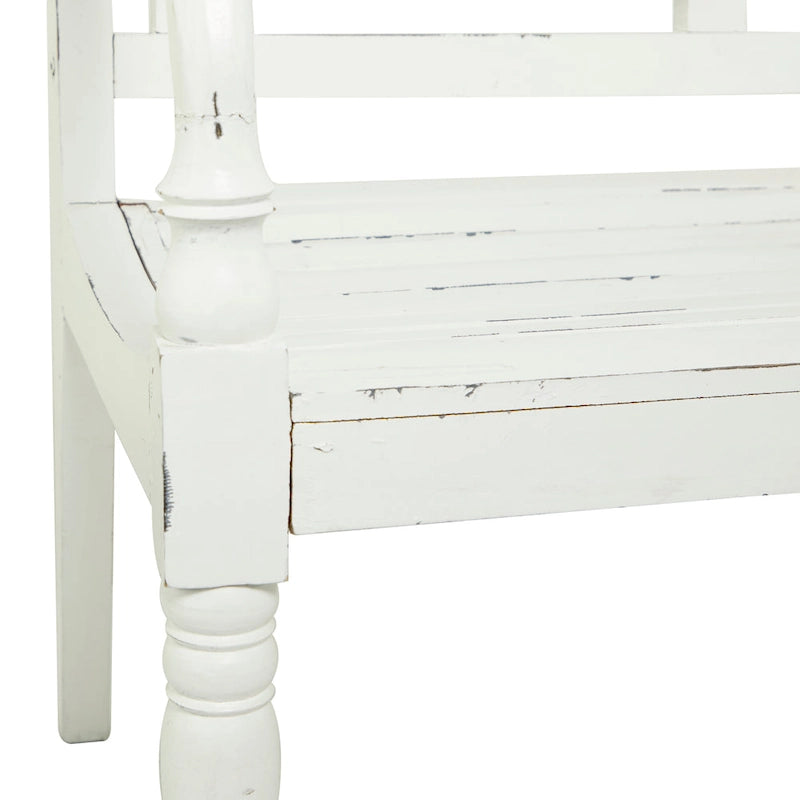 Wood Bench - White - Roche River Decor - 22Wx40Lx36H