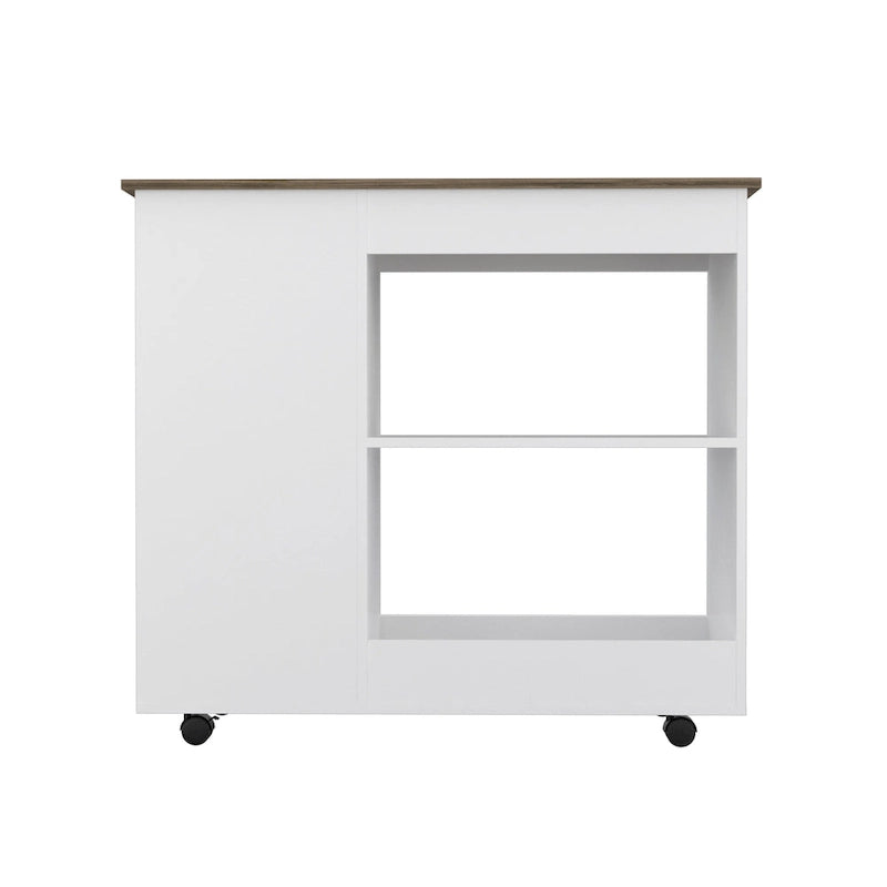 FM Furniture Arizona Kitchen Cart with 2 Storage Shelves, 3 Side Shelves, and 4 Casters