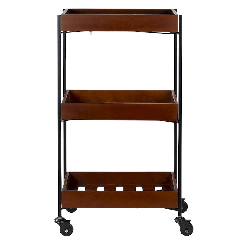 Winslow River of Goods Wooden Slat and Black Metal Storage Cart