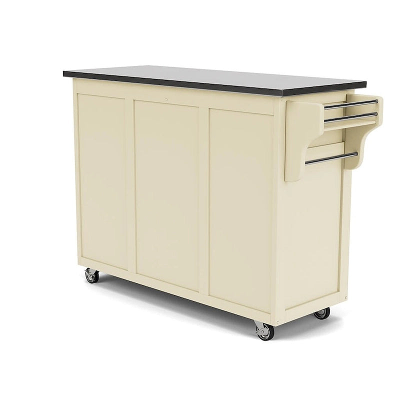 Copper Grove Puff Island White Finish with Stainless Steel Top Kitchen Cart