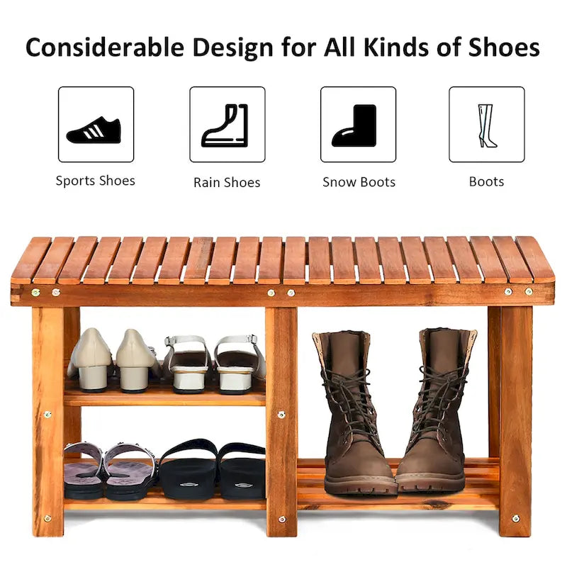 3 Tier Shoes Rack Bench Entryway Storage Bench Organizer with Seat
