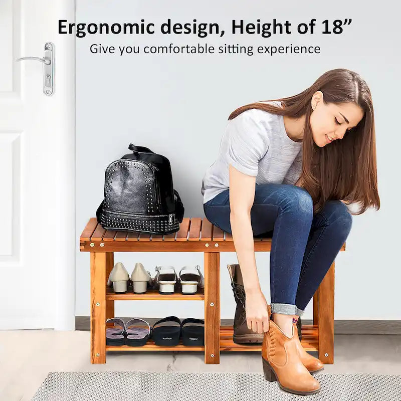3 Tier Shoes Rack Bench Entryway Storage Bench Organizer with Seat