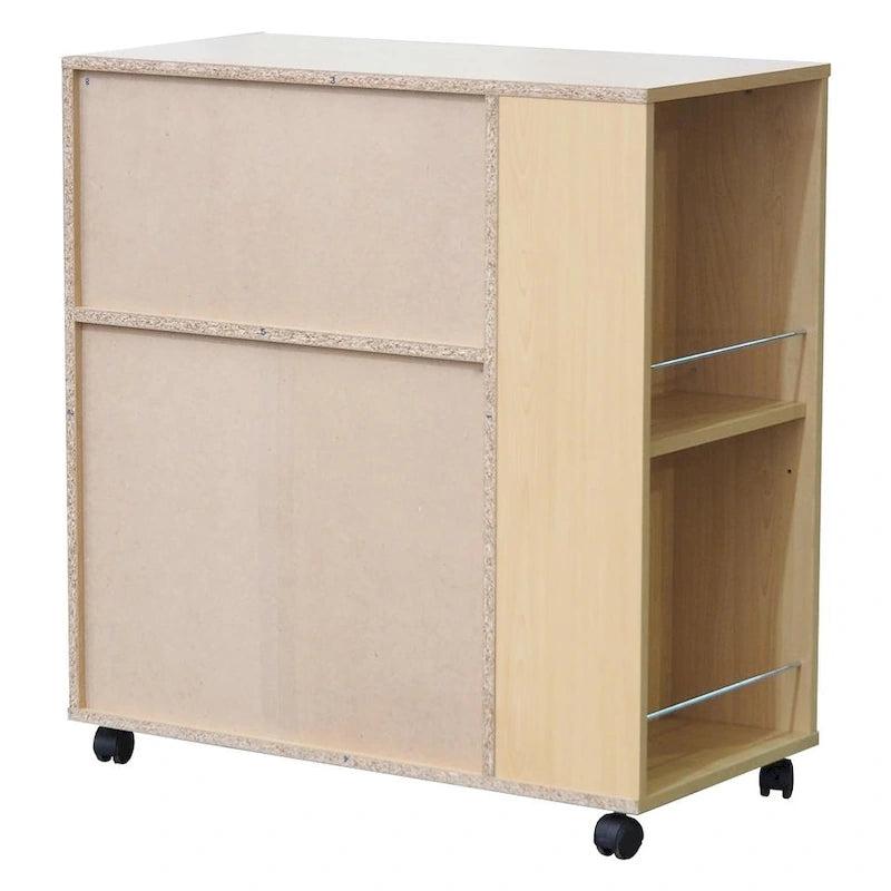 Kitchen Island Rolling Cart on Wheels with Storage Cabinet (Black)