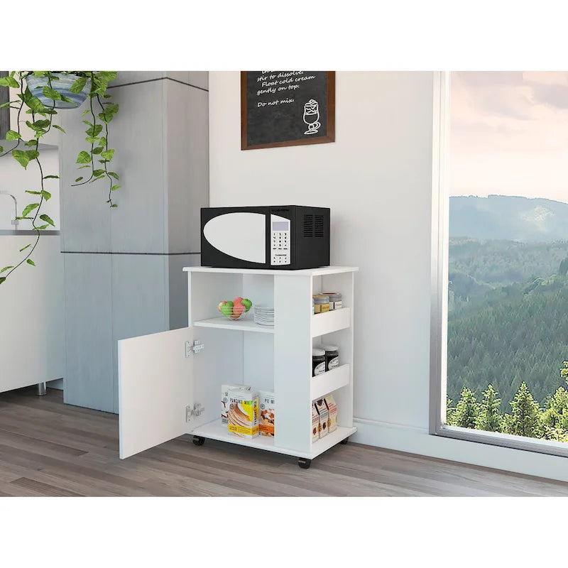 Kit Lower Microwave Cabinet, Single Door, Three Side Shelve -White
