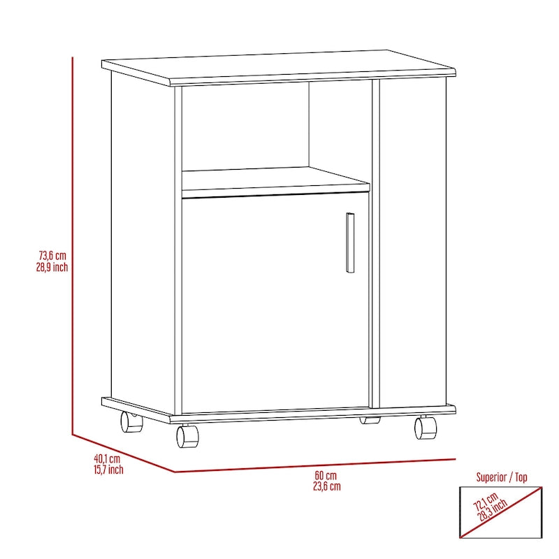 Kit Lower Microwave Cabinet, Single Door, Three Side Shelve -White