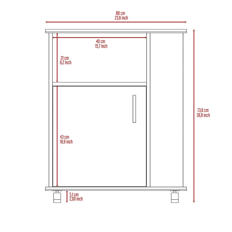 Kit Lower Microwave Cabinet, Single Door, Three Side Shelve -White